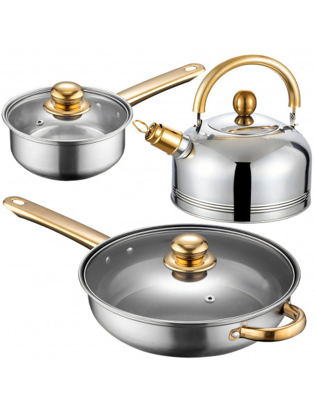 
Virtuvinių puodų su dangčiais, virduliu ir keptuve rinkinys - 11 vnt.
