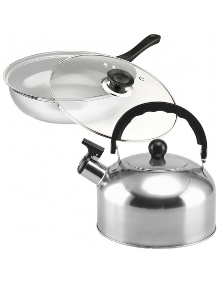 
Virtuvinių puodų su dangčiais, virdulys, keptuvė, DUJINĖ INDUKCIJA - 11 vnt.
