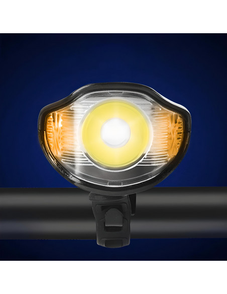 
Įkraunamas dviračio žibintas vairui su skaitikliu ir skambučiu, atsparus vandeniui, 300 lm
