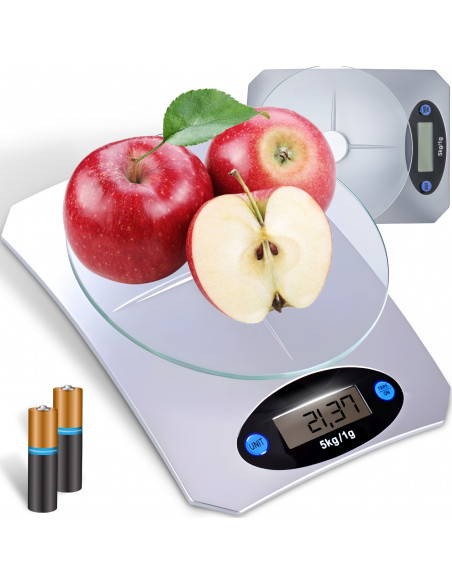 
LCD elektroninės virtuvės svarstyklės 1-5000 g / 1 g
