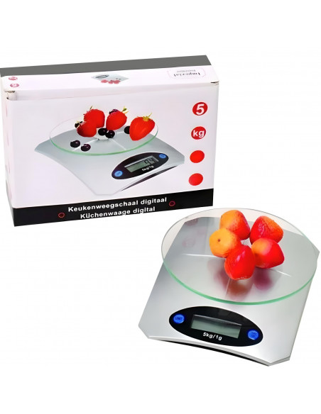 
LCD elektroninės virtuvės svarstyklės 1-5000 g / 1 g
