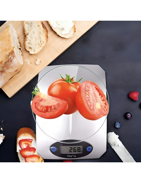 
LCD elektroninės virtuvės svarstyklės 1-5000 g / 1 g
