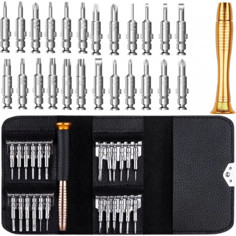 
Tikslių atsuktuvų rinkinys, rankena, 24 antgaliai
