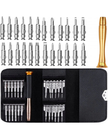 
Tikslių atsuktuvų rinkinys, rankena, 24 antgaliai
