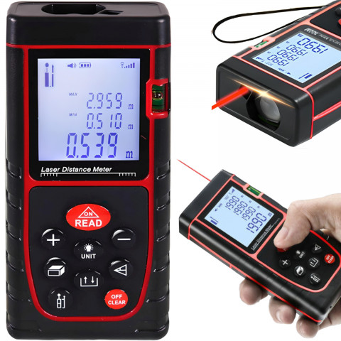 
Atstumo matuoklis, lazerinis atstumo matuoklis, gulsčiukas, atmintis, 40 m
