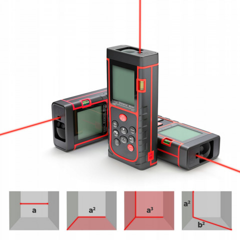 
Atstumo matuoklis, lazerinis atstumo matuoklis, gulsčiukas, atmintis, 40 m
