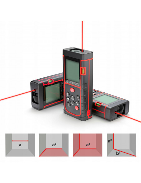 
Atstumo matuoklis, lazerinis atstumo matuoklis, gulsčiukas, atmintis, 40 m
