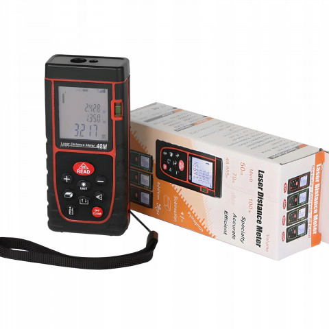 
Atstumo matuoklis, lazerinis atstumo matuoklis, gulsčiukas, atmintis, 40 m
