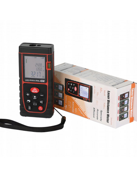 
Atstumo matuoklis, lazerinis atstumo matuoklis, gulsčiukas, atmintis, 40 m
