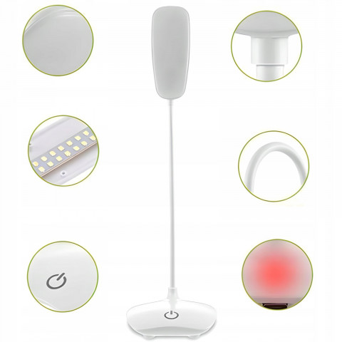 
Lietimui jautrus mokyklinis stalo šviestuvas skaitymui ir mokymuisi, 3 ryškumo lygiai, 14 LED USB
