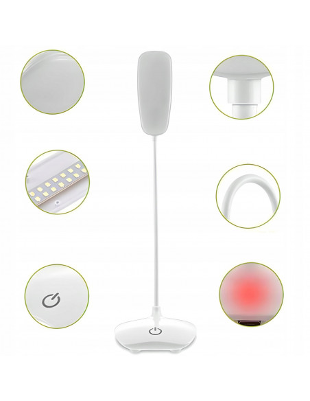 
Lietimui jautrus mokyklinis stalo šviestuvas skaitymui ir mokymuisi, 3 ryškumo lygiai, 14 LED USB
