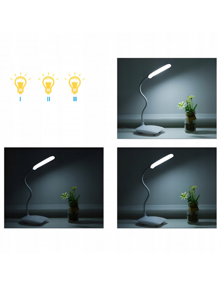 
Lietimui jautrus mokyklinis stalo šviestuvas skaitymui ir mokymuisi, 3 ryškumo lygiai, 14 LED USB
