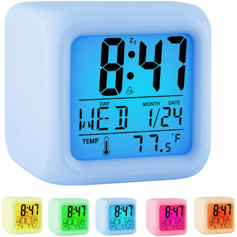 
Žadintuvas su termometru, 7 spalvų
