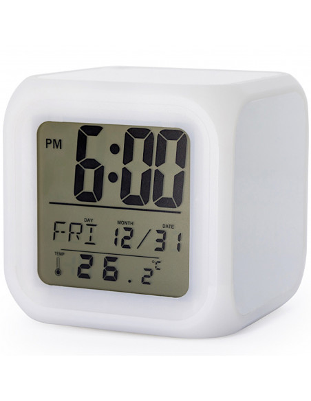 
Žadintuvas su termometru, 7 spalvų
