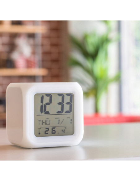 
Žadintuvas su termometru, 7 spalvų
