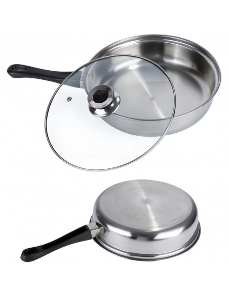 
Plieninių puodų su dangčiais ir keptuve rinkinys - 12 vnt.
