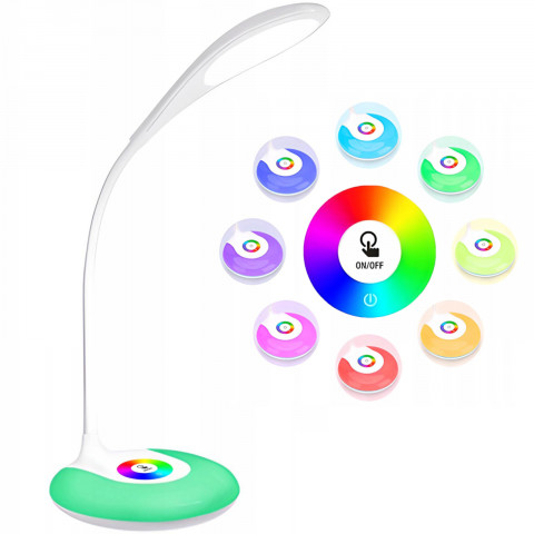 
Lietimui jautrus mokyklinis stalo šviestuvas, 3 ryškumo lygiai, 256 spalvos, 16 LED lempučių
