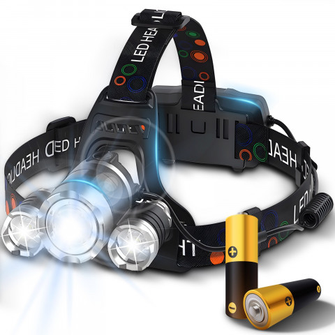 
Baterijomis maitinamas priekinis žibintas, 4 režimai, 3 šviesos diodai
