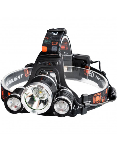 
Baterijomis maitinamas priekinis žibintas, 4 režimai, 3 šviesos diodai
