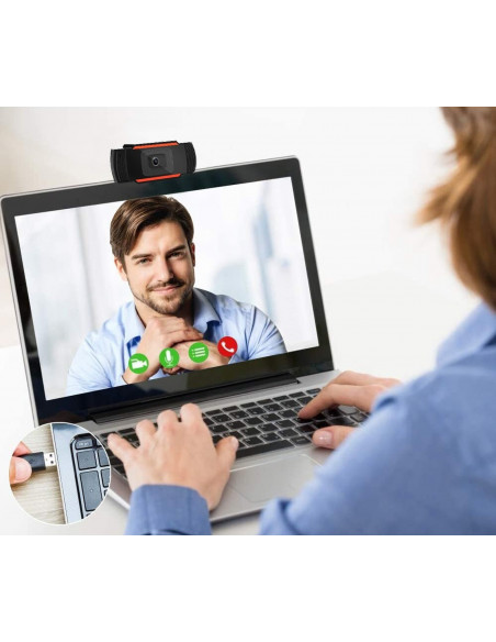 
Internetinė kamera su mikrofonu, skirta nuotolinėms pamokoms internetu, HD USB
