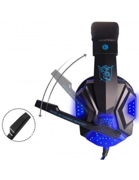 
Laidinės žaidimų ausinės su mikrofonu žaidėjams, USB LED
