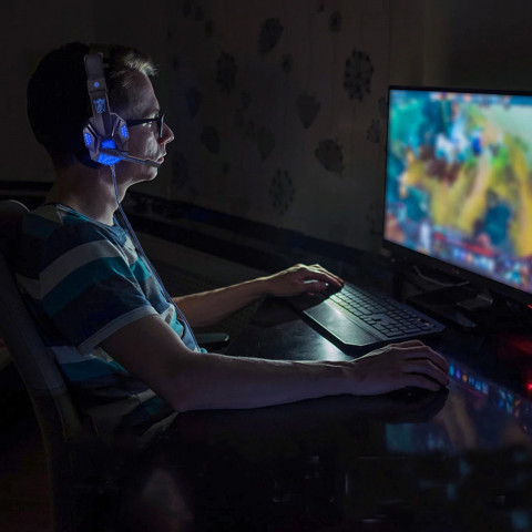 
Laidinės žaidimų ausinės su mikrofonu žaidėjams, USB LED
