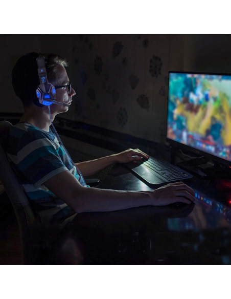 
Laidinės žaidimų ausinės su mikrofonu žaidėjams, USB LED
