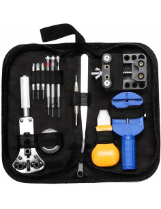 
Tikslių serviso įrankių rinkinys laikrodžių, apyrankių ir dirželių taisymui.
