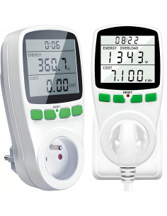 
Energijos suvartojimo matuoklis, vatmetras su LCD ekranu lizdui
