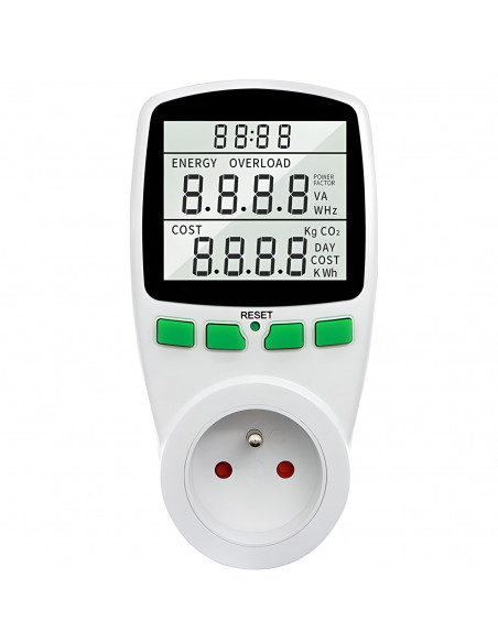 
Energijos suvartojimo matuoklis, vatmetras su LCD ekranu lizdui
