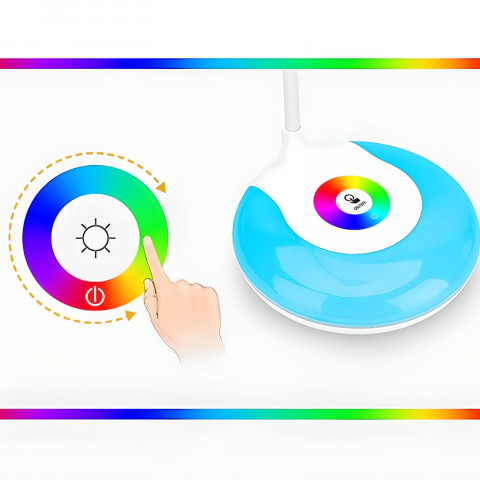 
Lietimui jautrus mokyklinis stalo šviestuvas, 3 ryškumo lygiai, 256 spalvos, 16 LED lempučių
