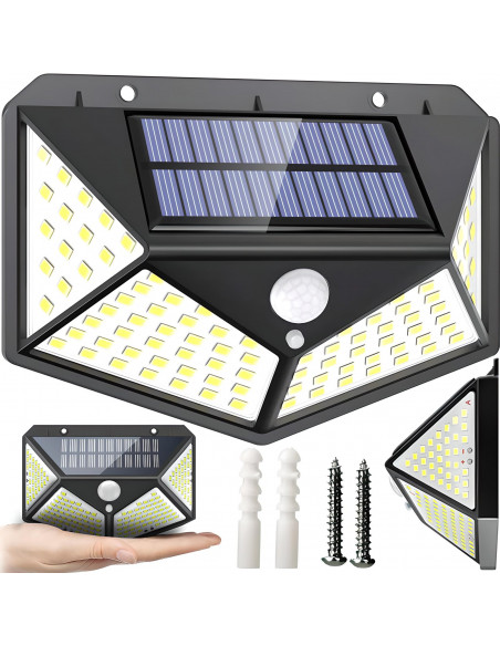 
Saulės energija varomas lauko sodo šviestuvas su prieblandos judesio jutikliais, 100 LED
