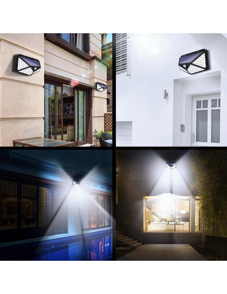 
Saulės energija varomas lauko sodo šviestuvas su prieblandos judesio jutikliais, 100 LED
