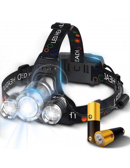 
Baterijomis maitinamas priekinis žibintas, 4 režimai, 3 šviesos diodai
