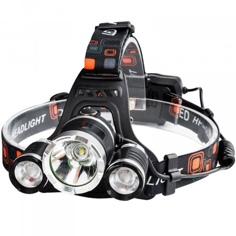 
Baterijomis maitinamas priekinis žibintas, 4 režimai, 3 šviesos diodai
