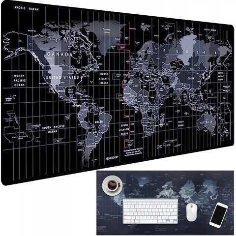 
Žaidimų stalo pelės kilimėlis XXL 80 x 30 cm - pasaulio žemėlapis
