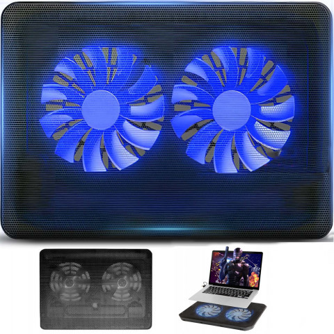 
Nešiojamojo kompiuterio aušinimo kilimėlis su 2 LED ventiliatoriais 12–15,4 colio
