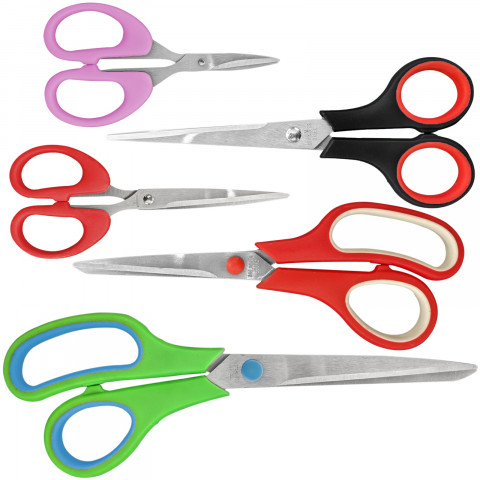 
Universalių mokyklinių žirklių rinkinys - 5 vnt.
