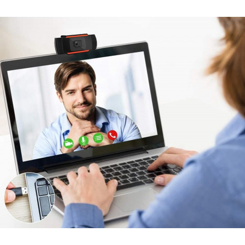 
Internetinė kamera su mikrofonu, skirta nuotolinėms pamokoms internetu, HD USB
