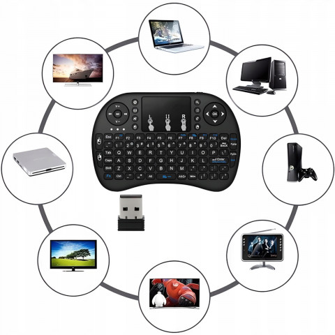 
Mini belaidė klaviatūra su jutikliniu skydeliu, apšvietimu, skirta „Smart TV BT“
