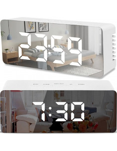 
Žadintuvas su termometru ir LED foniniu apšvietimu – veidrodėlis
