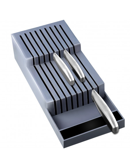 
Stalčių organizatorius peiliams ir stalo įrankiams, 9 skyriai - pilkas
