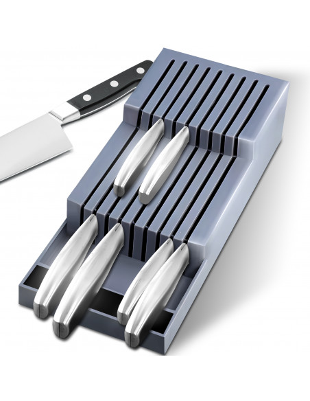 
Stalčių organizatorius peiliams ir stalo įrankiams, 9 skyriai - pilkas
