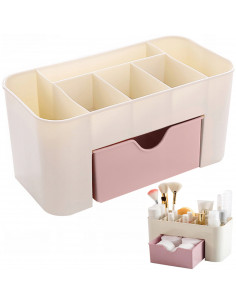 
Vonios kambario organizatoriaus stovas kosmetikai ir šepetėliams su stalčiumi
