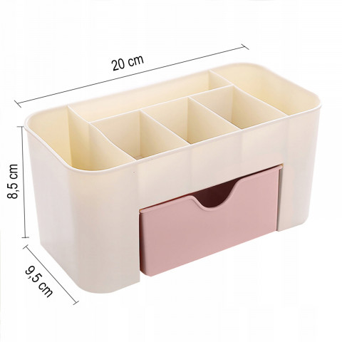 
Vonios kambario organizatoriaus stovas kosmetikai ir šepetėliams su stalčiumi
