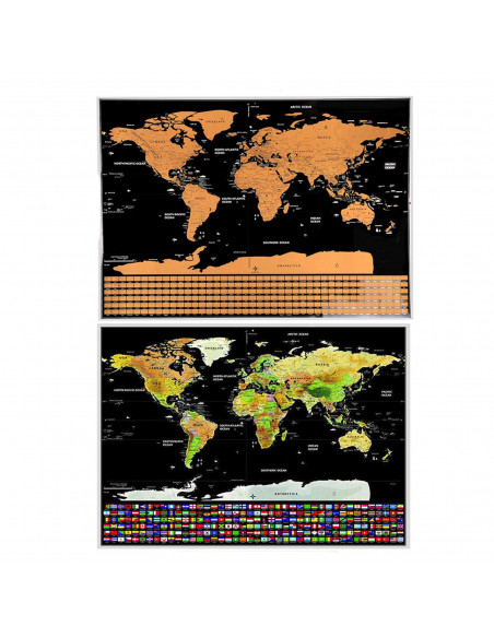 
Nutrinama kelionių plakato pasaulio žemėlapio 82 x 59 - juoda ir auksinė
