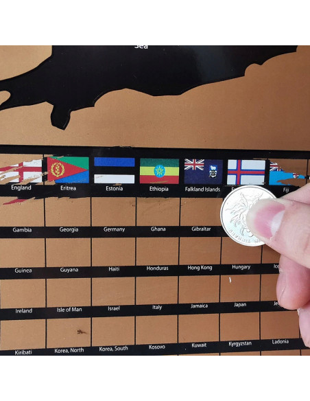 
Nutrinama kelionių plakato pasaulio žemėlapio 82 x 59 - juoda ir auksinė
