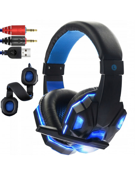 
Laidinės žaidimų ausinės su mikrofonu žaidėjams, USB LED
