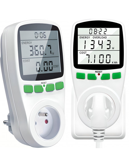 
Energijos suvartojimo matuoklis, vatmetras su LCD ekranu lizdui
