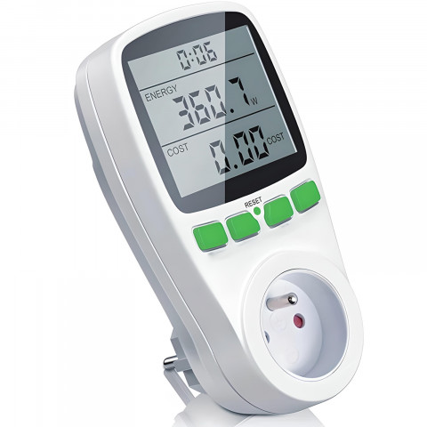 
Energijos suvartojimo matuoklis, vatmetras su LCD ekranu lizdui
